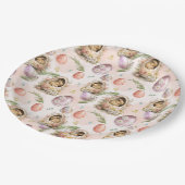 ハッピーイースターパーティーバニーお祝いピンク ペーパープレート (アングル)