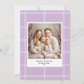 「ハッピーイースターパープル家族の写真 招待状 (正面)