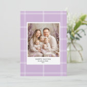 「ハッピーイースターパープル家族の写真 招待状 (スタンド正面)