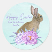 ハッピーイースタービューティフルパステルバニーカスタムパーティー ラウンドシール (正面)
