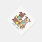 ハッピーイースターピットブルドッグ スタンダードカクテルナプキン (角)