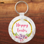 ハッピーイースターピンクと紫の水色マグノリア キーホルダー (正面)