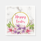 ハッピーイースターピンクと紫の水色マグノリア スタンダードカクテルナプキン (正面)