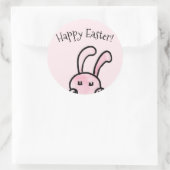 ハッピーイースターピンクステッカー ラウンドシール (バッグ)
