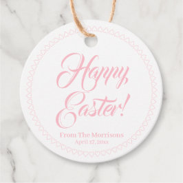 ハッピーイースターピンクハート縁どカスタムのスクリプトキュート フェイバータグ