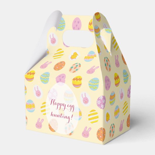 ハッピーイースターピンクバニーガーデンエッグパターンイエロー フェイバーボックス (裏面サイド)