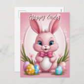 ハッピーイースターピンクバニー シーズンポストカード (正面/裏面)