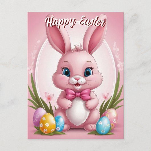 ハッピーイースターピンクバニー シーズンポストカード (正面)