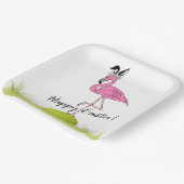 ハッピーイースターピンクフラミンゴバニー耳と卵 ペーパープレート (傾斜あり)