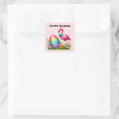 ハッピーイースターピンクフラミンゴホリデイ スクエアシール (バッグ)