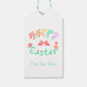 ハッピーイースターピンクラビットギフトラベル ギフトタグ (正面)
