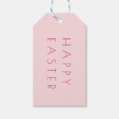 ハッピーイースターピンク赤面バラミニマルモダン ギフトタグ (正面)