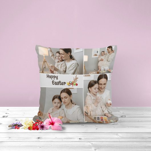 ハッピーイースターファミリーフォト装飾用クッション クッション