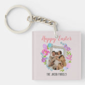 ハッピーイースターファミリー,イースターバニー家族1枚の写真 キーホルダー (正面)