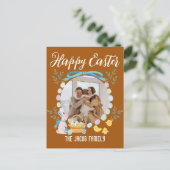 ハッピーイースターファミリー，イースターバニー家族1枚の写真 シーズンポストカード (スタンド正面)