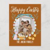 ハッピーイースターファミリー，イースターバニー家族1枚の写真 シーズンポストカード (正面)
