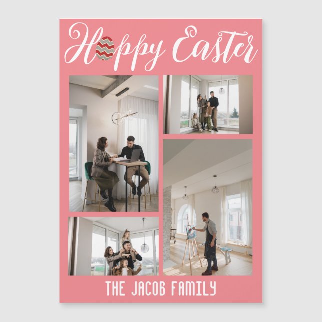 ハッピーイースターファミリー、イースター4枚の写真コラージュ (正面)
