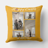 ハッピーイースターファミリー、イースター4枚の写真コラージュ クッション (裏面)