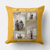 ハッピーイースターファミリー、イースター4枚の写真コラージュ クッション (正面)