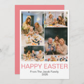 ハッピーイースターファミリー、イースター4枚の写真コラージュ シーズンカード (正面/裏面)