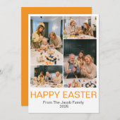 ハッピーイースターファミリー、イースター4枚の写真コラージュ シーズンカード (正面/裏面)