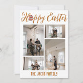 ハッピーイースターファミリー、イースター4枚の写真コラージュ シーズンカード (正面)
