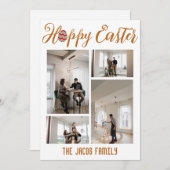 ハッピーイースターファミリー、イースター4枚の写真コラージュ シーズンカード (正面/裏面)