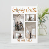 ハッピーイースターファミリー、イースター4枚の写真コラージュ シーズンカード (スタンド正面)