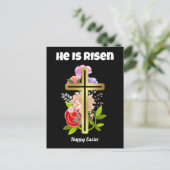 ハッピーイースターファミリー、フローラ、クロスクリスチャン シーズンポストカード (スタンド正面)