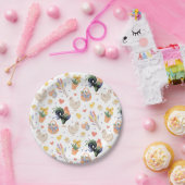 ハッピーイースターファミリ（白） -紙プレート ペーパープレート (パーティー)