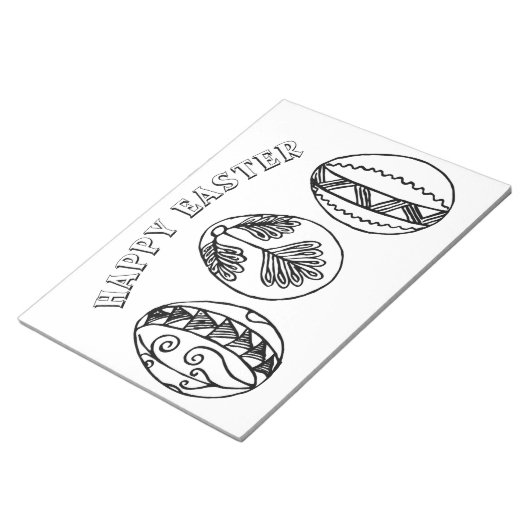 ハッピーイースターファンシーイースターエッグカラーリングページ ノートパッド (アングル)