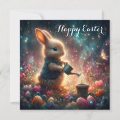 ハッピーイースターファンタジーアートバニーフラワーガーデン シーズンカード (正面)