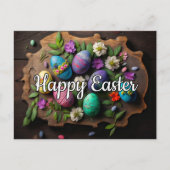 ハッピーイースターフェスティバル装飾卵コラージュ ポストカード (正面)