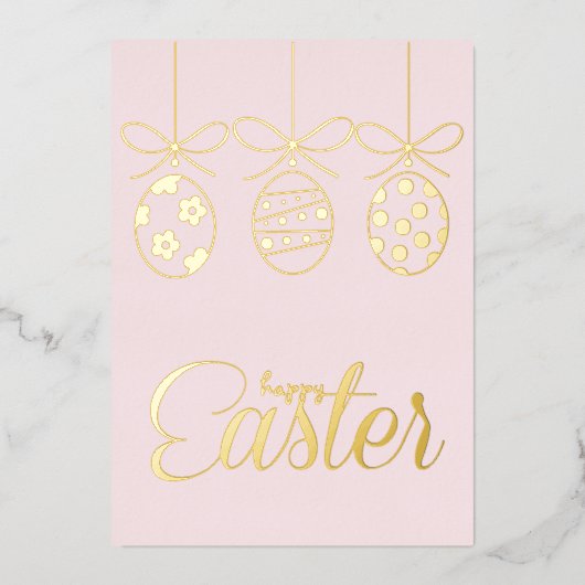 ハッピーイースターフォイルラグジュアリースタイリッシュデコレーション 箔招待状 (正面)