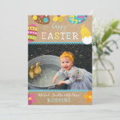 ハッピーイースターフォトファミリーかわいい シーズンカード (スタンド正面)