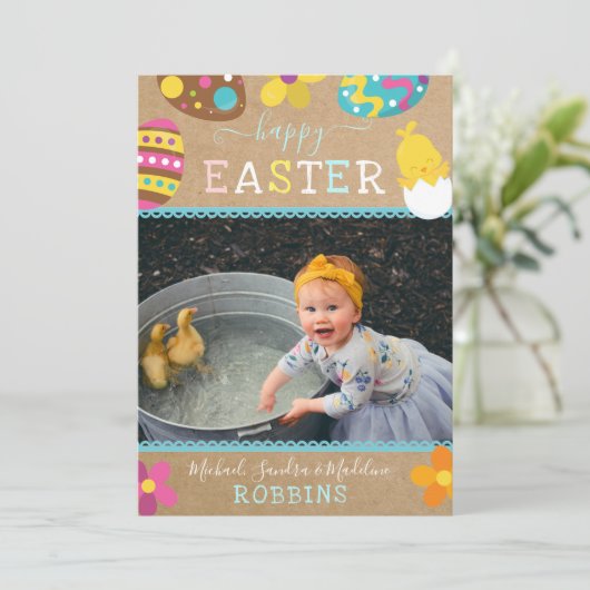 ハッピーイースターフォトファミリーかわいい シーズンカード (スタンド正面)