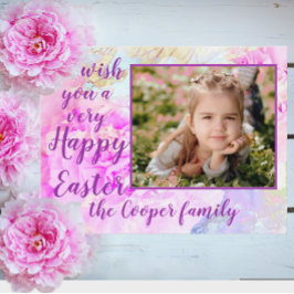 ハッピーイースターフォトフレーム牡丹花 ポストカード