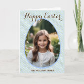 ハッピーイースターフォトブルーストライプかわいらし シーズンカード (正面)