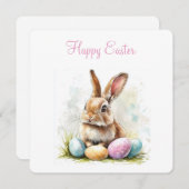 ハッピーイースターフラットホリデーカード シーズンカード (正面/裏面)