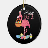 ハッピーイースターフラミンゴと復活卵かご セラミックオーナメント (左)