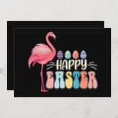 ハッピーイースターフラミンゴバニーエッグバスケット 招待状 (正面/裏面)