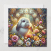 ハッピーイースターフラワーズバニーアールヌーボーイースター シーズンカード (正面)