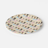 ハッピーイースターフランスのブルドッグ模様 ペーパープレート (アングル)