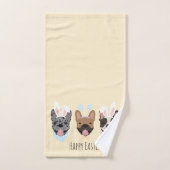 ハッピーイースターフランスのブルドッグ バスタオルセット (ハンドタオル)