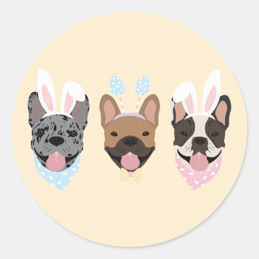 ハッピーイースターフランスのブルドッグ ラウンドシール (正面)