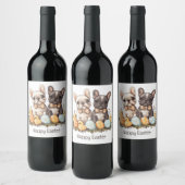 ハッピーイースターフランスのブルドッグ ワインラベル (ボトル)