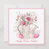 ハッピーイースターフレンドピンクカード カード (正面)