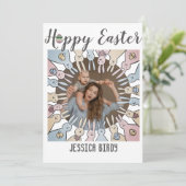 ハッピーイースターフレンド、イースターバニーのママ&ベビー写真 シーズンカード (スタンド正面)