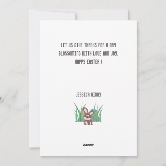 ハッピーイースターフレンド、イースターバニーのママ&ベビー写真 シーズンカード (裏面)