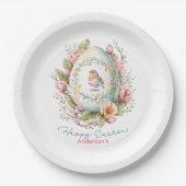 ハッピーイースターフローライースターエッグパーソナライズされた紙 ペーパープレート (正面)